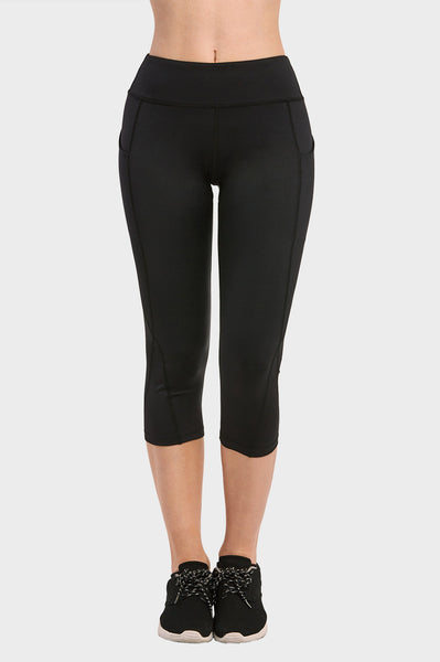 Futuro Fashion Women's Capri Active Leggings With Pockets - Stretchy Drawstring Pants For Gym, Yoga, Travel (FS1108)
