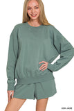 Zenana Women’s Fleece Long Sleeve Sweatshirt & Shorts Set