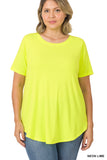 Plus Size Short Sleeve Round Neck & Hem Relaxed Fit Casual Tee Shirt Top