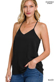 Zenana Women's Adjustable Strap V-Neck Chiffon Cami Flowy Tank Top Blouse