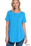 Plus Size Short Sleeve Round Neck & Hem Relaxed Fit Casual Tee Shirt Top