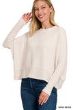 Zenana Women's Brushed Melange Hacci Dolman Sleeve Sweater – Oversized Casual Knit Top