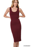 Zenana Women's Sleeveless Bodycon Midi Tank Sheath Knee Length Dress