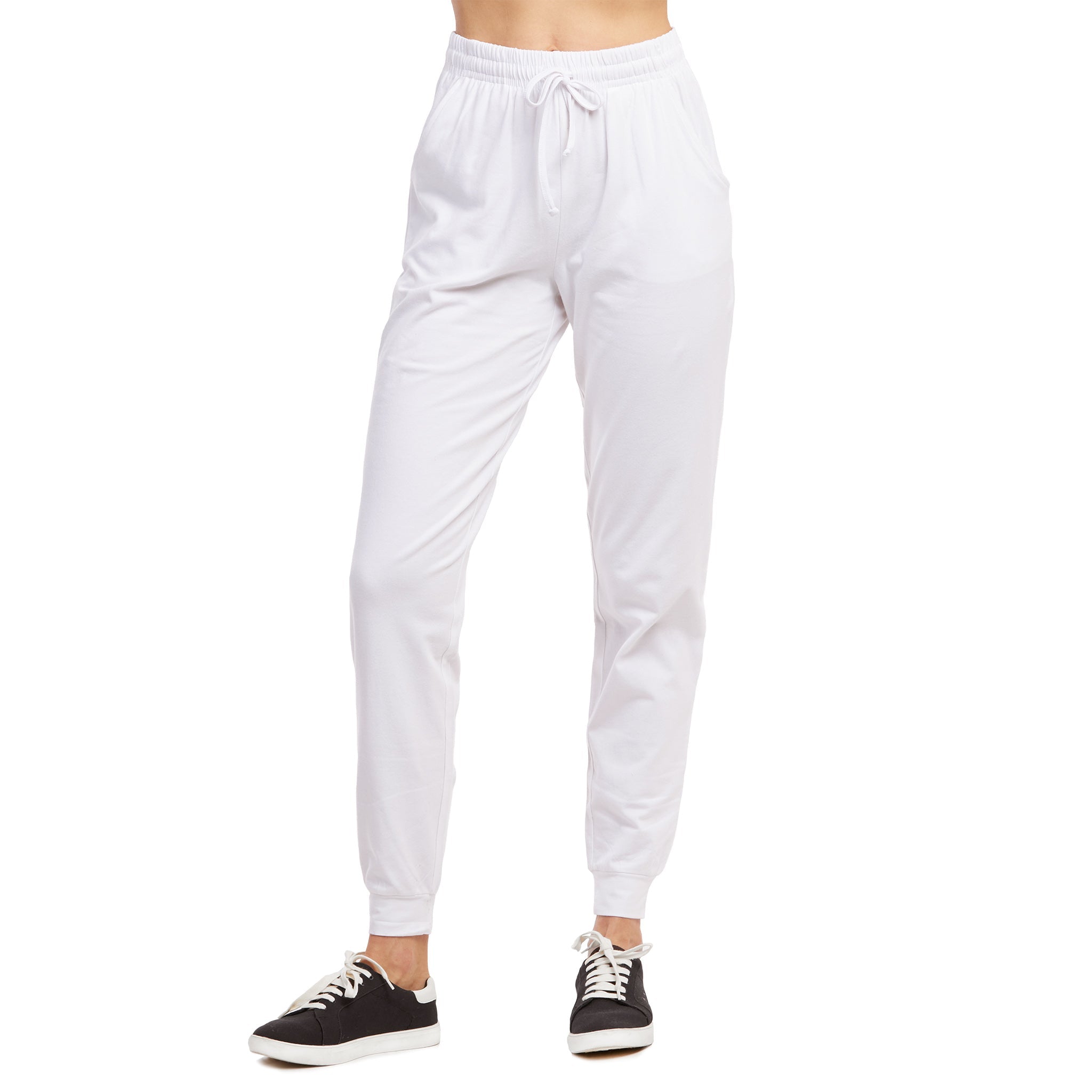 Women's Lightweight Cotton Blend Jersey Jogger Pants with Side Pockets