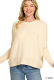 Zenana Women's Brushed Melange Hacci Dolman Sleeve Sweater – Oversized Casual Knit Top