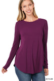 Zenana Plus Relaxed Fit Long Sleeve Round Neck & Hem Jersey Tee Shirt Top