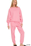 Zenana Women’s Fleece Long Sleeve Pullover Sweatshirt & Jogger Set