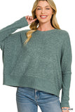 Zenana Women's Brushed Melange Hacci Dolman Sleeve Sweater – Oversized Casual Knit Top