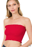 Women's Strapless Ruched Smocked Tube Bandeau Bra Top