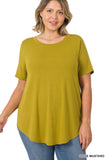 Plus Size Short Sleeve Round Neck & Hem Relaxed Fit Casual Tee Shirt Top