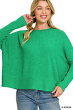 Zenana Women's Brushed Melange Hacci Dolman Sleeve Sweater – Oversized Casual Knit Top
