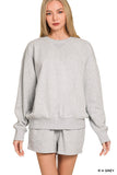 Zenana Women’s Fleece Long Sleeve Sweatshirt & Shorts Set