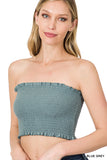 Women's Strapless Ruched Smocked Tube Bandeau Bra Top