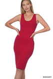 Zenana Women's Sleeveless Bodycon Midi Tank Sheath Knee Length Dress