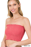 Women's Strapless Ruched Smocked Tube Bandeau Bra Top
