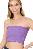 Women's Strapless Ruched Smocked Tube Bandeau Bra Top