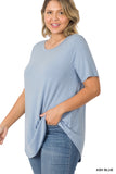 Plus Size Short Sleeve Round Neck & Hem Relaxed Fit Casual Tee Shirt Top