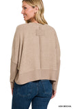Zenana Women's Brushed Melange Hacci Dolman Sleeve Sweater – Oversized Casual Knit Top