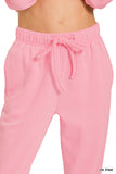 Zenana Women’s Fleece Long Sleeve Pullover Sweatshirt & Jogger Set