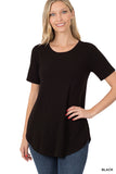 Plus Size Short Sleeve Round Neck & Hem Relaxed Fit Casual Tee Shirt Top