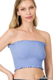 Women's Strapless Ruched Smocked Tube Bandeau Bra Top