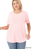 Plus Size Short Sleeve Round Neck & Hem Relaxed Fit Casual Tee Shirt Top