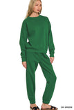 Zenana Women’s Fleece Long Sleeve Pullover Sweatshirt & Jogger Set