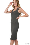 Zenana Women's Sleeveless Bodycon Midi Tank Sheath Knee Length Dress