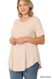 Plus Size Short Sleeve Round Neck & Hem Relaxed Fit Casual Tee Shirt Top