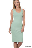 Zenana Women's Sleeveless Bodycon Midi Tank Sheath Knee Length Dress