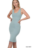 Zenana Women's Sleeveless Bodycon Midi Tank Sheath Knee Length Dress