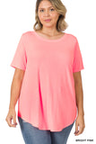 Plus Size Short Sleeve Round Neck & Hem Relaxed Fit Casual Tee Shirt Top