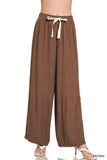 Zenana Women’s Linen Drawstring Wide-Leg Lightweight Pants