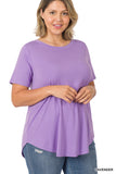 Plus Size Short Sleeve Round Neck & Hem Relaxed Fit Casual Tee Shirt Top