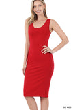 Zenana Women's Sleeveless Bodycon Midi Tank Sheath Knee Length Dress