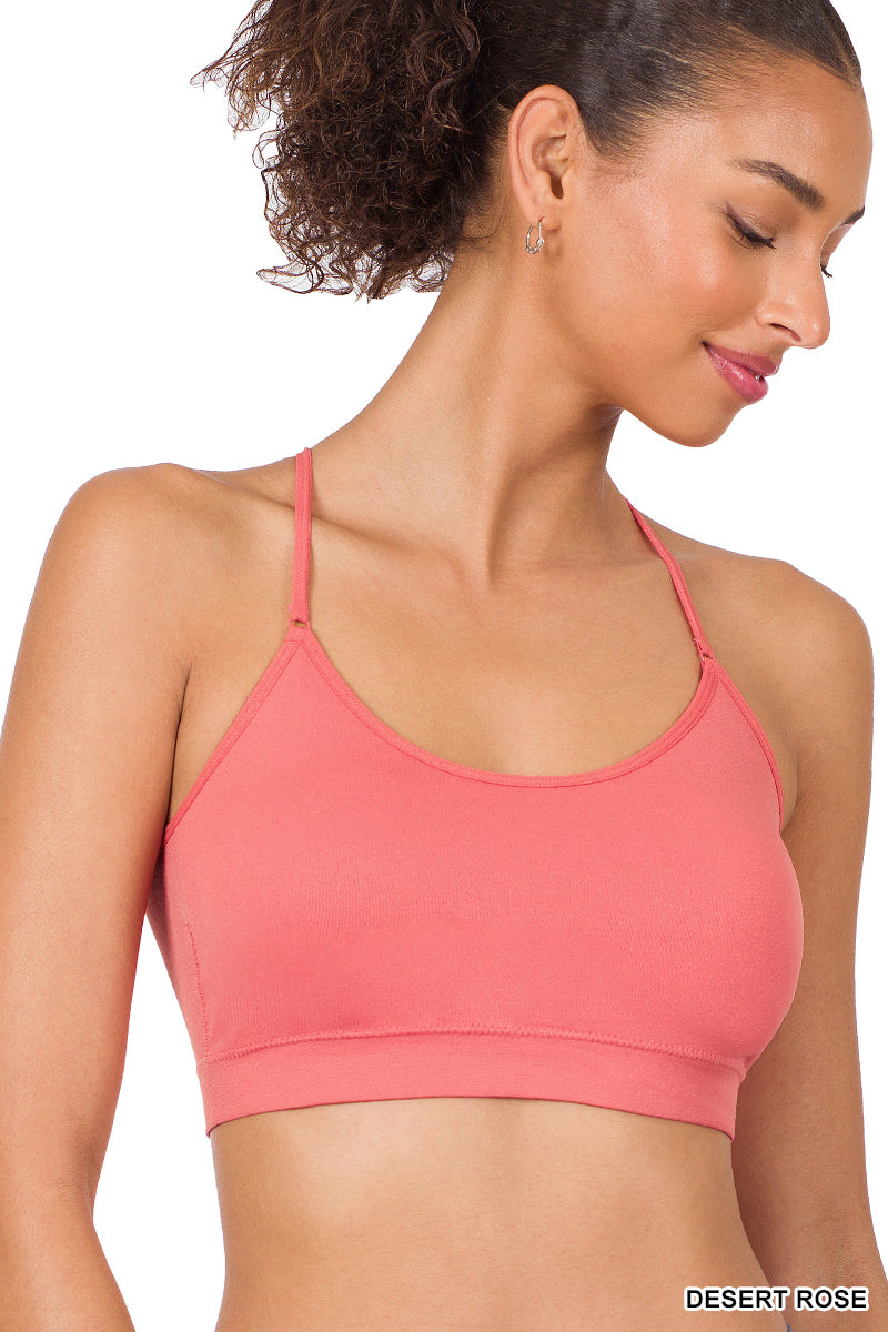 Women's Seamless One-size Bralette Cross-Back Padded Sports Bras with Adjustable Strap