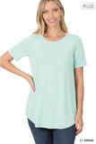 Plus Size Short Sleeve Round Neck & Hem Relaxed Fit Casual Tee Shirt Top