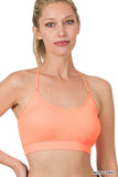 Women's Seamless One-size Bralette Cross-Back Padded Sports Bras with Adjustable Strap