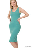 Zenana Women's Sleeveless Bodycon Midi Tank Sheath Knee Length Dress