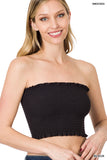Women's Strapless Ruched Smocked Tube Bandeau Bra Top