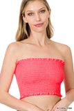 Women's Strapless Ruched Smocked Tube Bandeau Bra Top
