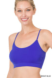 Women's Seamless One-size Bralette Cross-Back Padded Sports Bras with Adjustable Strap