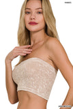 Zenana Women's Narrow Pattern Knit Washed Ribbed Bandeau Seamless Nylon Cropped Tube Top