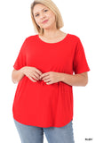 Plus Size Short Sleeve Round Neck & Hem Relaxed Fit Casual Tee Shirt Top