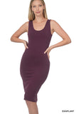 Zenana Women's Sleeveless Bodycon Midi Tank Sheath Knee Length Dress