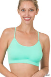 Women's Seamless One-size Bralette Cross-Back Padded Sports Bras with Adjustable Strap