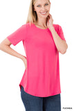 Plus Size Short Sleeve Round Neck & Hem Relaxed Fit Casual Tee Shirt Top