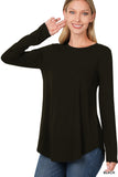 Zenana Plus Relaxed Fit Long Sleeve Round Neck & Hem Jersey Tee Shirt Top