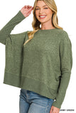 Zenana Women's Brushed Melange Hacci Dolman Sleeve Sweater – Oversized Casual Knit Top