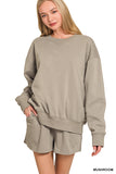 Zenana Women’s Fleece Long Sleeve Sweatshirt & Shorts Set